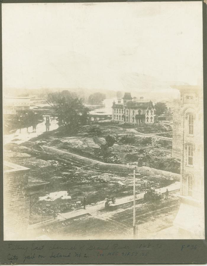 Grand River view. Filling east channel - 1870