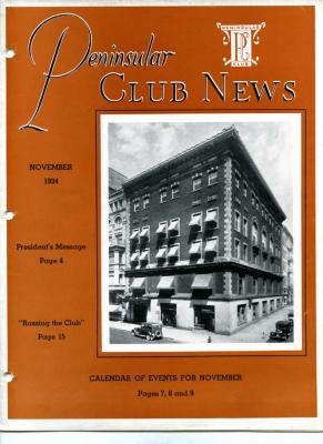 Peninsular Club News, November 1934