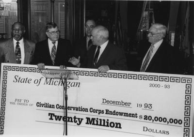 Presentation of check to Civilian Conservation Corps Endowment