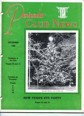 Peninsular Club News, December 1934