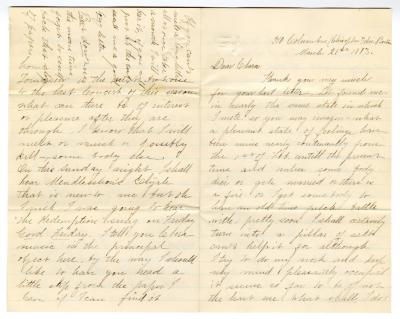 Letter from Unknown to Clara Comstock Russell (March 21, 1883)