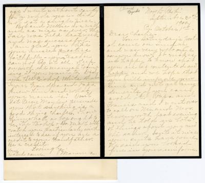 Letter from Clara Comstock Russell to Charles C. Russell (September 30, 1900)