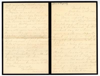Letter from Clara Comstock Russell to Charles C. Russell (October 21, 1900)