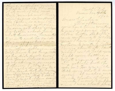 Letter from Clara Comstock Russell to Charles C. Russell (November 4, 1900)