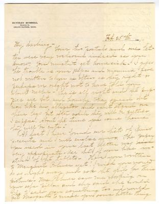 Letter from Clara Comstock Russell to Charles C. Russell (February 25, 1901)