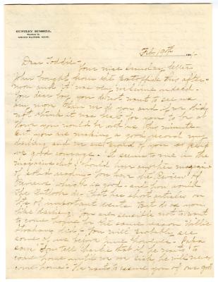 Letter from Clara Comstock Russell to Charles C. Russell (February 19, 1901)