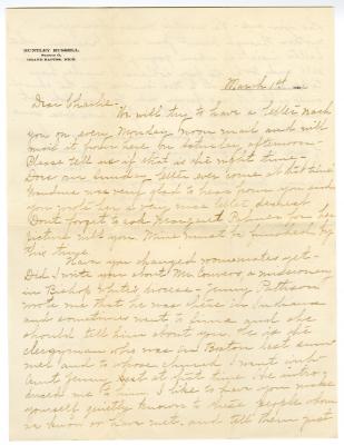 Letter from Clara Comstock Russell to Charles C. Russell (March 1, 1901)