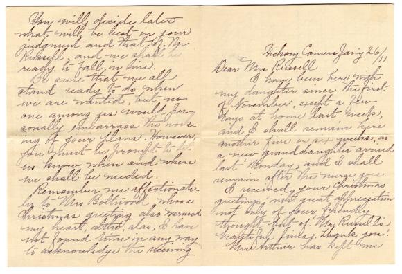 Letter from Unknown to Clara Comstock Russell (January 26, 1911)