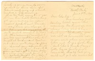 Letter from Clara Comstock Russell to Charles C. Russell (June 9, 1903)