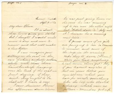 Letter from Cassie to Clara Comstock Russell (September 9, 1880)