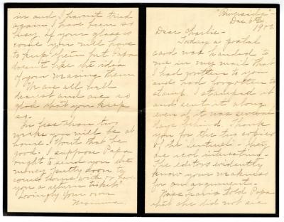 Letter from Clara Comstock Russell to Charles C. Russell (December 6, 1900)