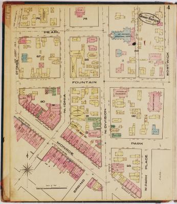 Sheet four of the 1878 Sanborn Fire Insurance map for Grand Rapids, Michigan