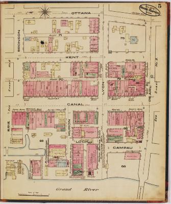 Sheet five of the 1878 Sanborn Fire Insurance map for Grand Rapids, Michigan