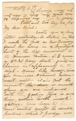 Letter from Smith G. Ketcham to Emily Burton Ketcham (August 26, 1898)