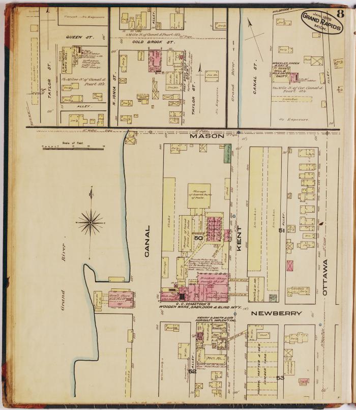Sheet eight of the 1878 Sanborn Fire Insurance map for Grand Rapids, Michigan