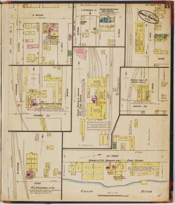 Sheet thirteen of the 1878 Sanborn Fire Insurance map for Grand Rapids, Michigan