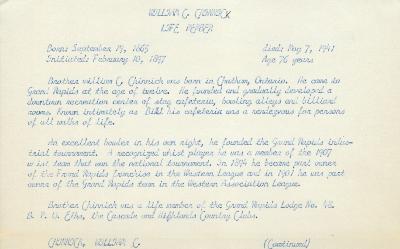 Obituary Card for William C Chinnick