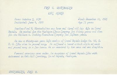 Obituary Card for Ludwig Winternitz