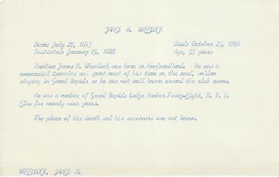 Obituary Card for James A Whelan