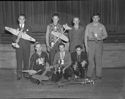 Airplane model contest winners at Armory