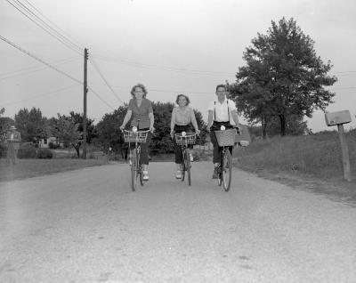 American Youth Hostel, three on bikes