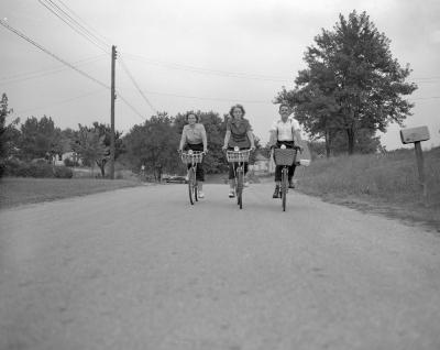 American Youth Hostel, three on bikes