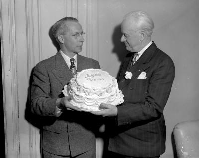 Baker, with cake