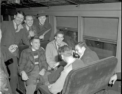 Draftees, on train