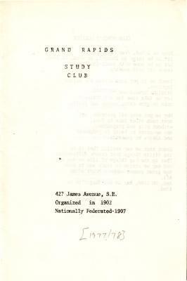 Grand Rapids Study Club Yearbook for 1977-1978